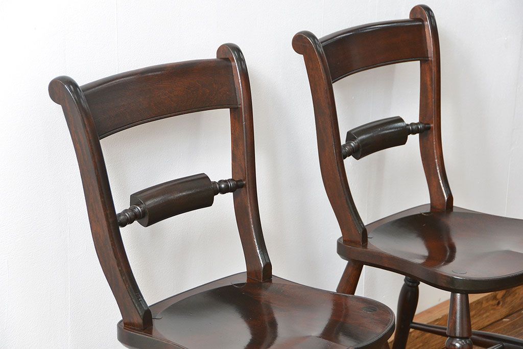 中古　松本民芸家具 ワイコムチェア2脚セット(6) 定価1脚=約88000円(椅子、イス、いす)