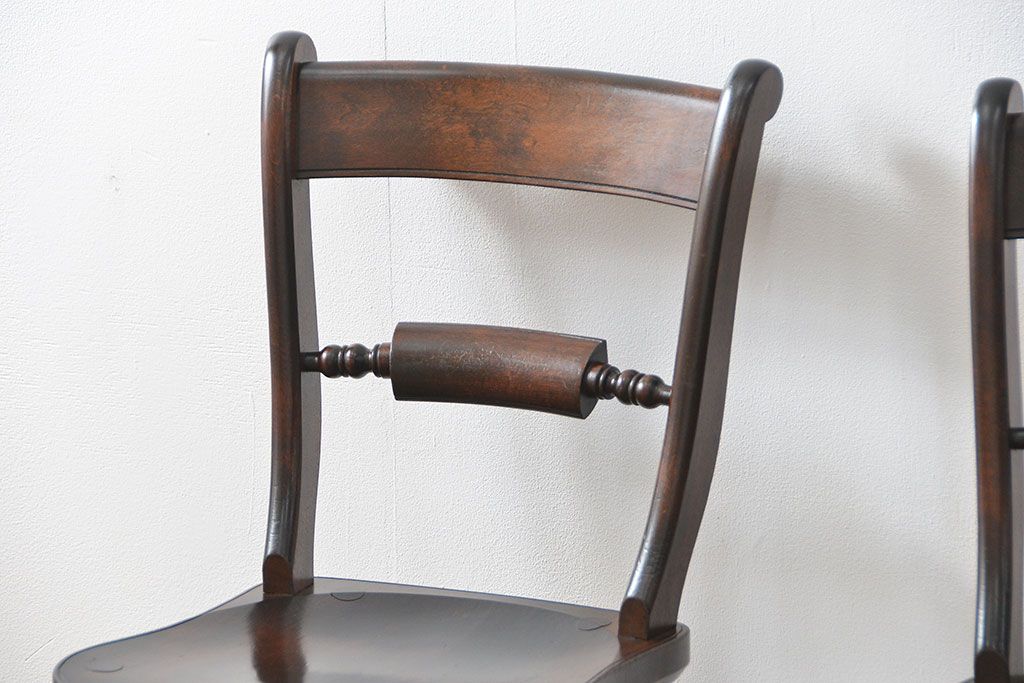 中古　松本民芸家具 ワイコムチェア2脚セット(7) 定価1脚=約88000円(椅子、イス、いす)