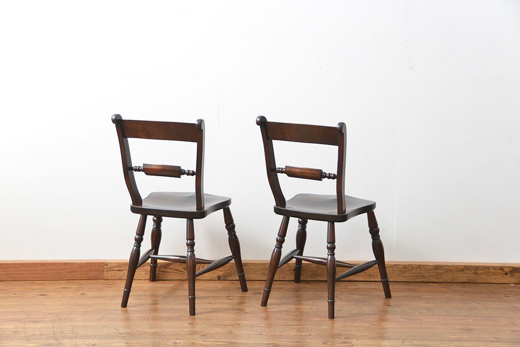 中古　松本民芸家具 ワイコムチェア2脚セット(7) 定価1脚=約88000円(椅子、イス、いす)