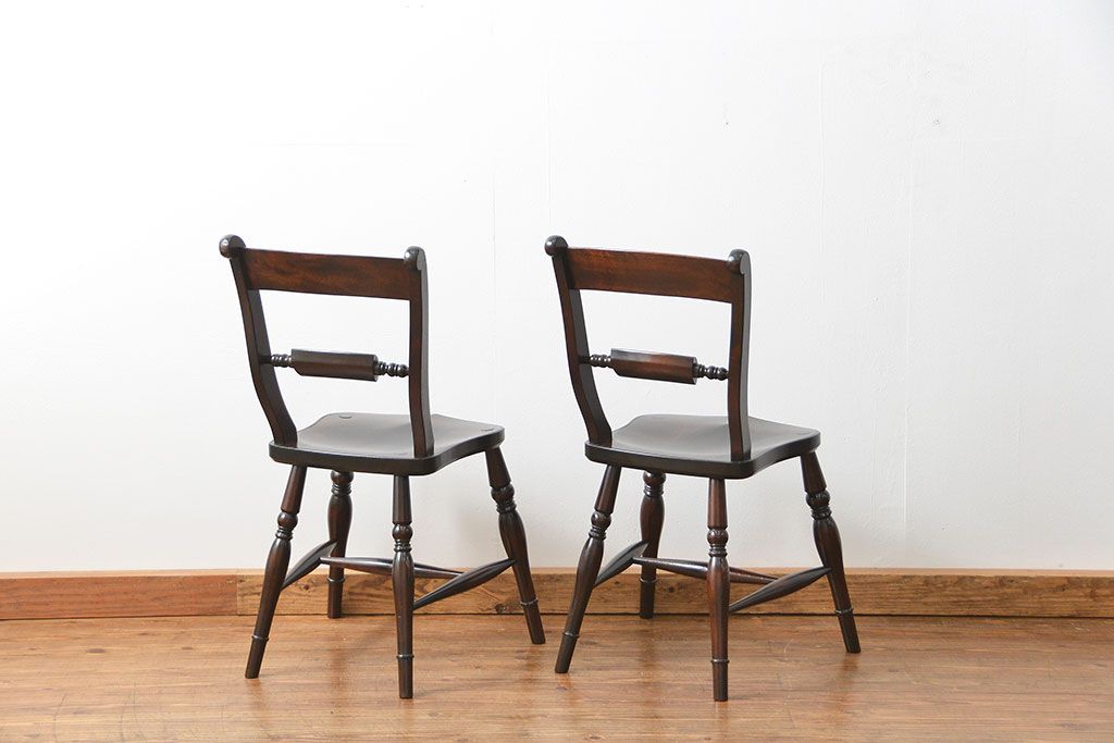 中古　松本民芸家具 ワイコムチェア2脚セット(8) 定価1脚=約88000円(椅子、イス、いす)