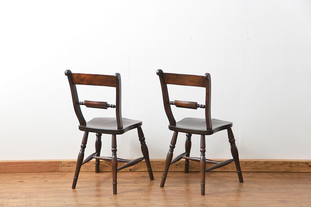 中古　松本民芸家具 ワイコムチェア2脚セット(9) 定価1脚=約88000円(椅子、イス、いす)