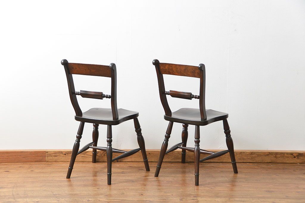 中古　松本民芸家具 ワイコムチェア2脚セット(10) 定価1脚=約88000円(椅子、イス、いす)