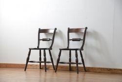 中古　松本民芸家具 ワイコムチェア2脚セット(11) 定価1脚=約88000円(椅子、イス、いす)
