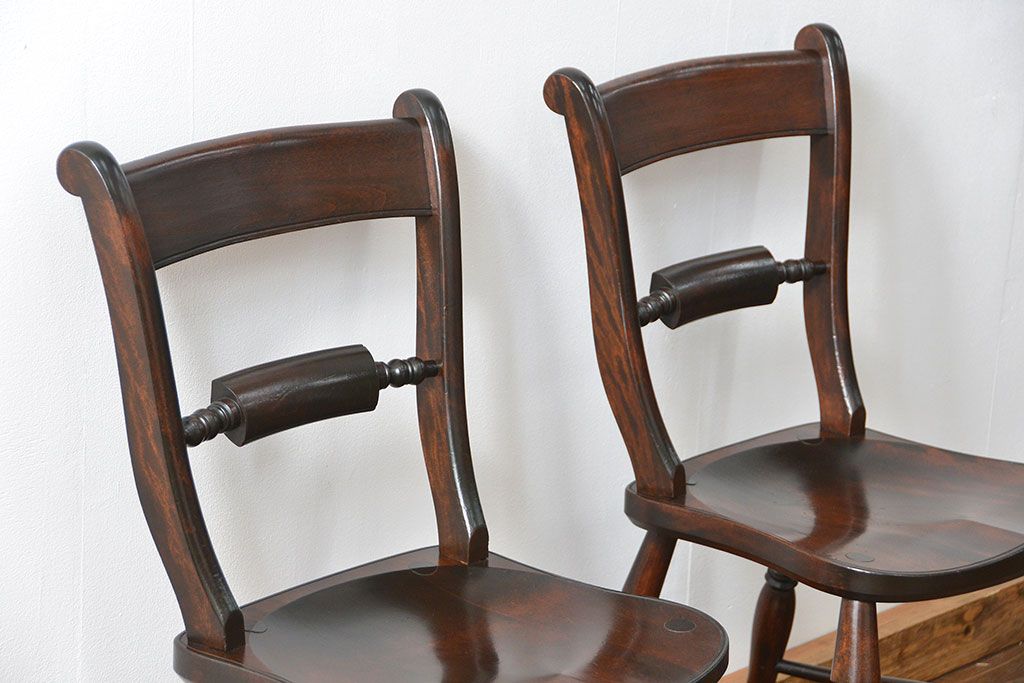 中古　松本民芸家具 ワイコムチェア2脚セット(11) 定価1脚=約88000円(椅子、イス、いす)