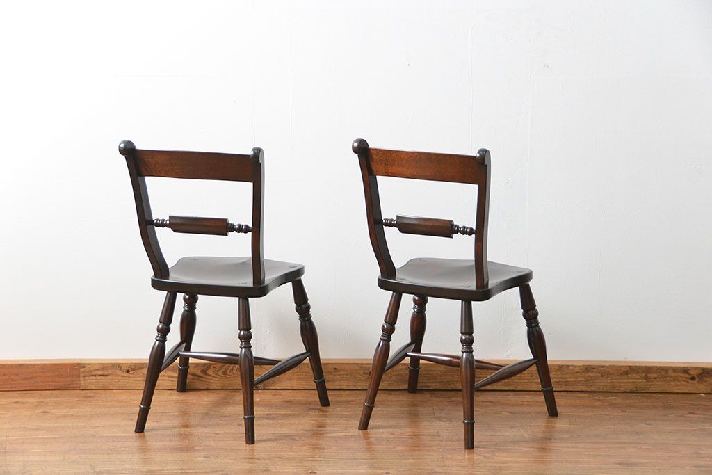 中古　松本民芸家具 ワイコムチェア2脚セット(11) 定価1脚=約88000円(椅子、イス、いす)