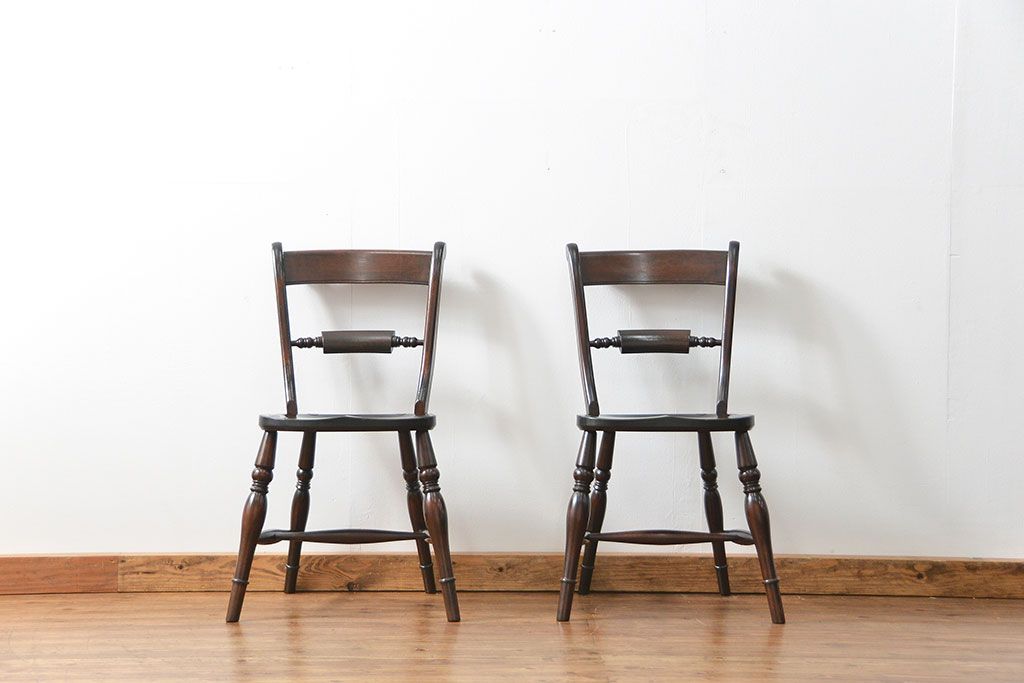 中古　松本民芸家具 ワイコムチェア2脚セット(12) 定価1脚=約88000円(椅子、イス、いす)
