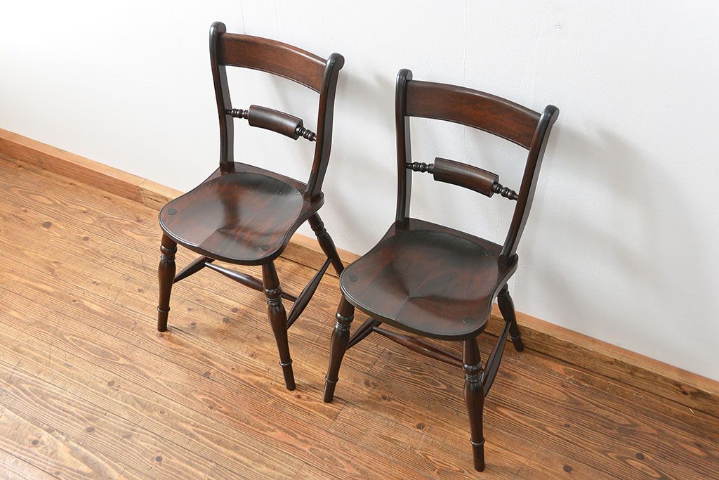 中古　松本民芸家具 ワイコムチェア2脚セット(12) 定価1脚=約88000円(椅子、イス、いす)