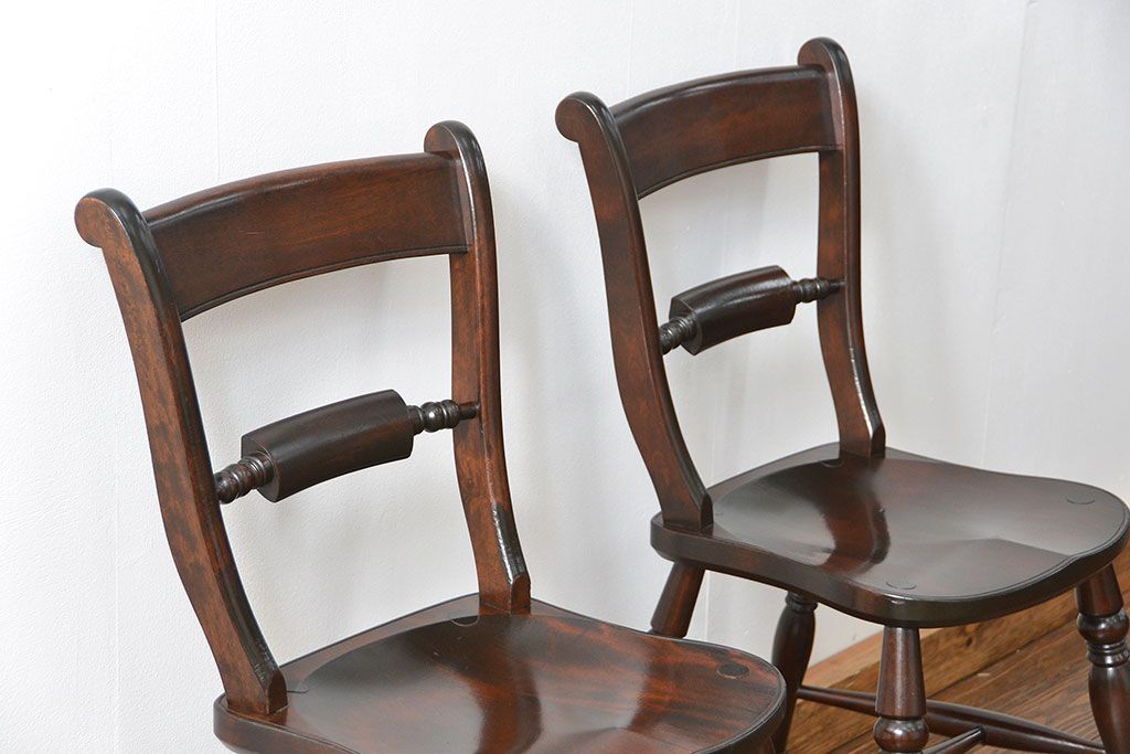 中古　松本民芸家具 ワイコムチェア2脚セット(12) 定価1脚=約88000円(椅子、イス、いす)