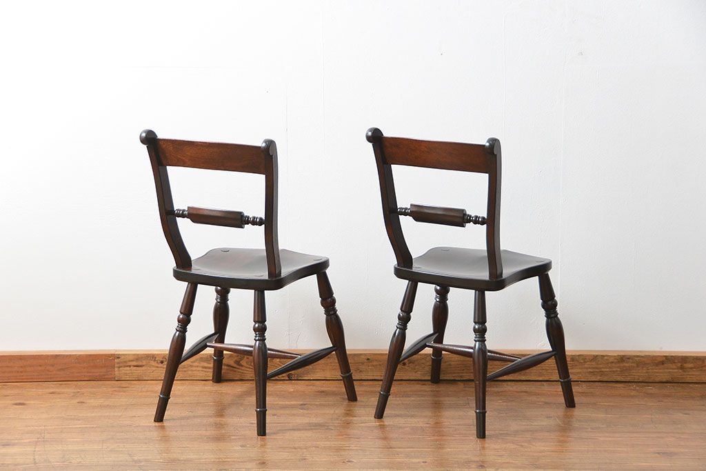 中古　松本民芸家具 ワイコムチェア2脚セット(12) 定価1脚=約88000円(椅子、イス、いす)