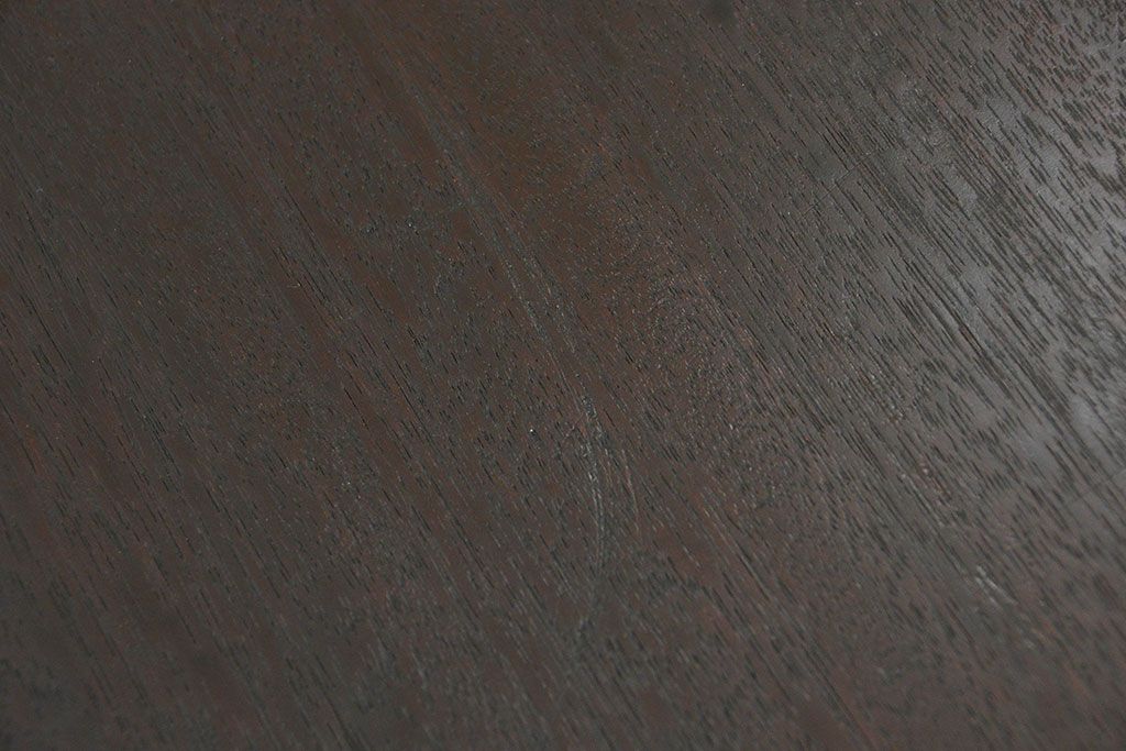 アンティーク家具　アンティーク 前面縞黒檀のダイヤガラス横長ローボード(鉄脚付き)(時代箪笥、収納棚)