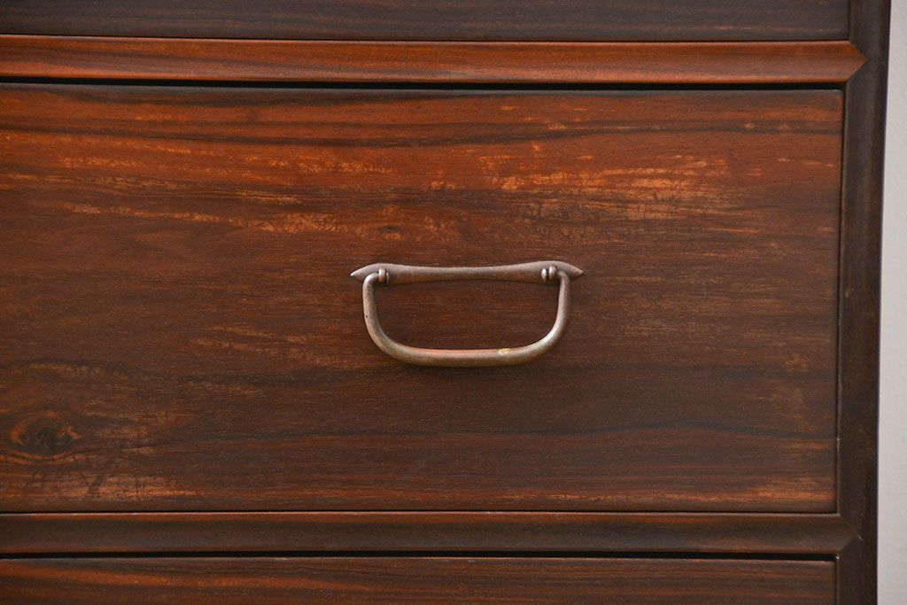 アンティーク家具　古民具・骨董 前面縞黒檀の上品な時代箪笥(チェスト、タンス)