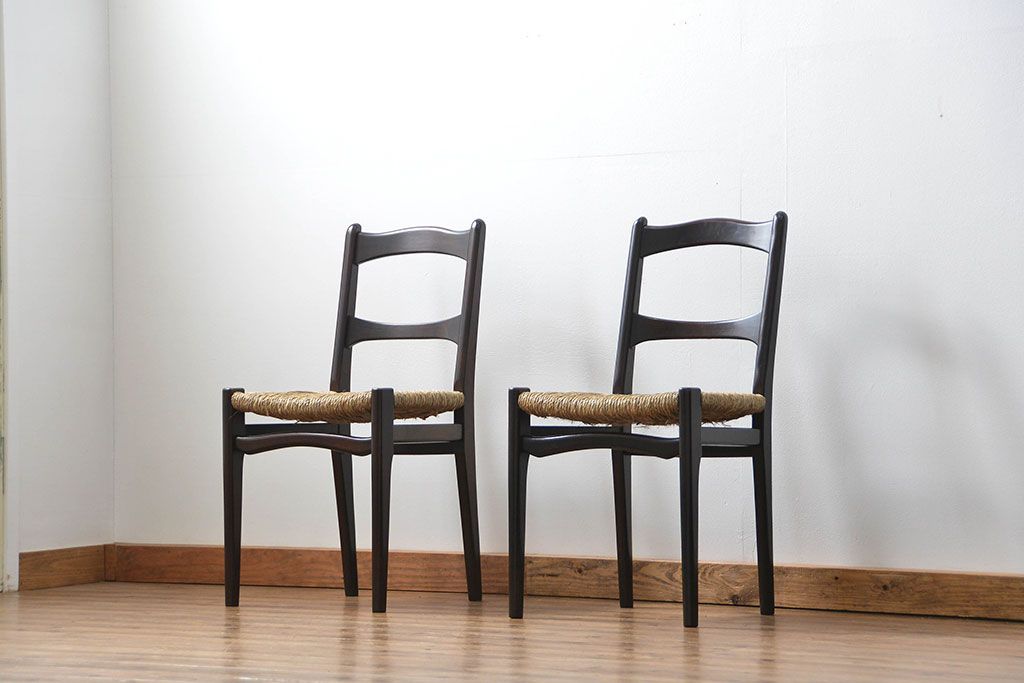 中古 ビンテージ 松本民芸家具 ラッシチェア2脚セット 定価1脚約74000円(椅子、イス)