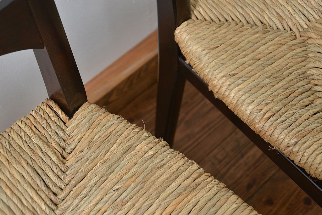 中古 ビンテージ 松本民芸家具 ラッシチェア2脚セット 定価1脚約74000円(椅子、イス)