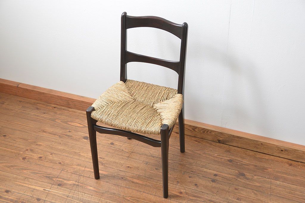 中古 ビンテージ 松本民芸家具 ラッシチェア1脚 定価約74000円(2)(椅子、イス)