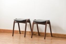 中古 ビンテージ 秋田木工  スタッキングスツール2脚セット(1)(イス、椅子)