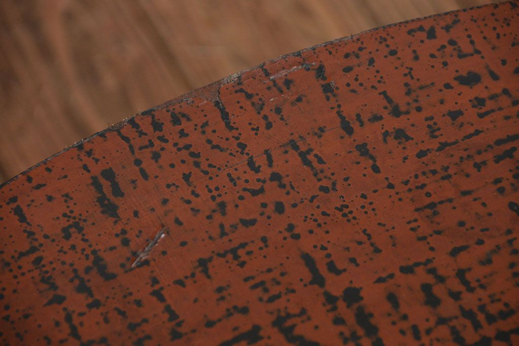 レトロ家具　昭和レトロ 漆塗りの丸ちゃぶ台(テーブル、机)(イタミ有り)