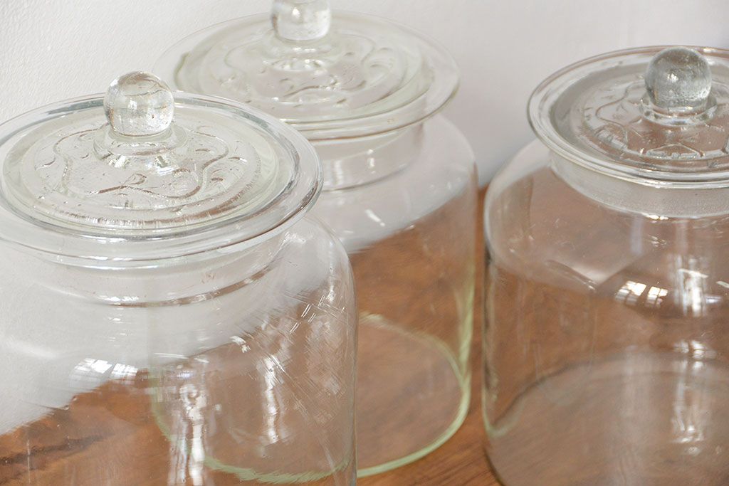 アンティーク雑貨　アンティーク 古いガラス瓶 3個セット(ビン、小物入れ)