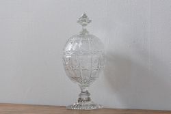 アンティーク雑貨　中古品 ボヘミアクリスタル キャンディーポット(500PK)(小物入れ)