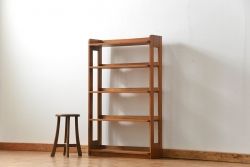 レトロ家具　昭和レトロ 古い栓材 シンプルな本棚(ブックシェルフ、飾り棚)