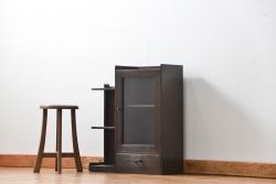 レトロ家具　昭和レトロ 珍しいデザインの変わり型 本箱(収納棚、本棚、飾り棚)