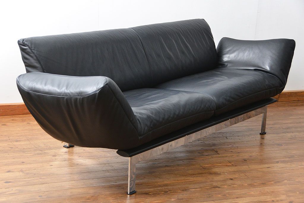 中古 デセデ(de Sede) 本革 2人掛けワイドソファ DS-140 (定価 約100万円)