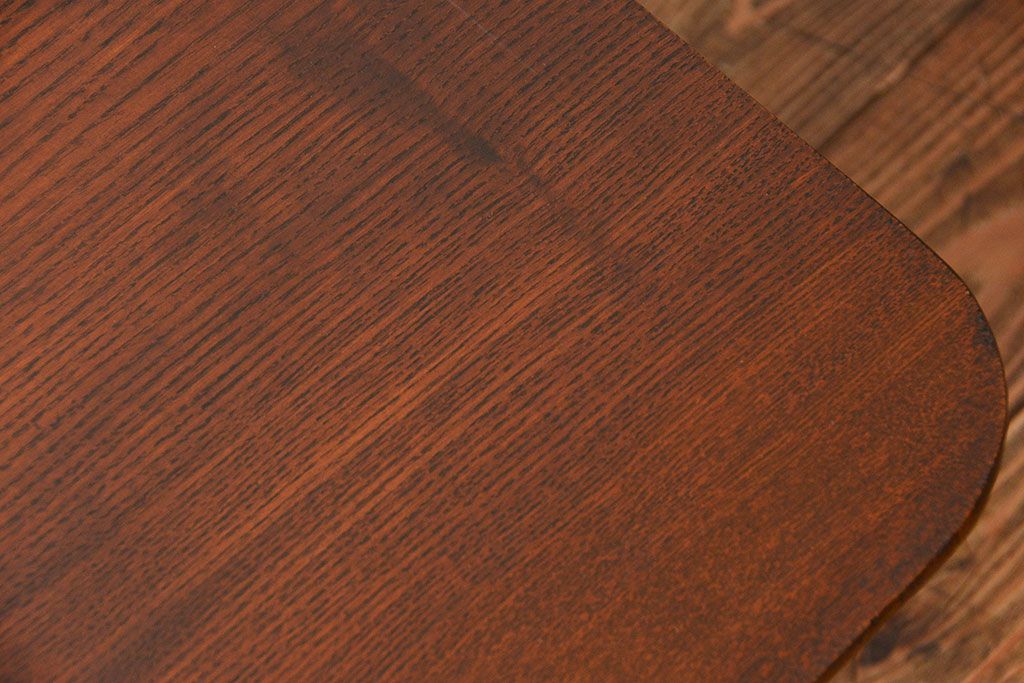 アンティーク家具　アンティーク 古い栓材の角型ちゃぶ台(2)(テーブル、机)