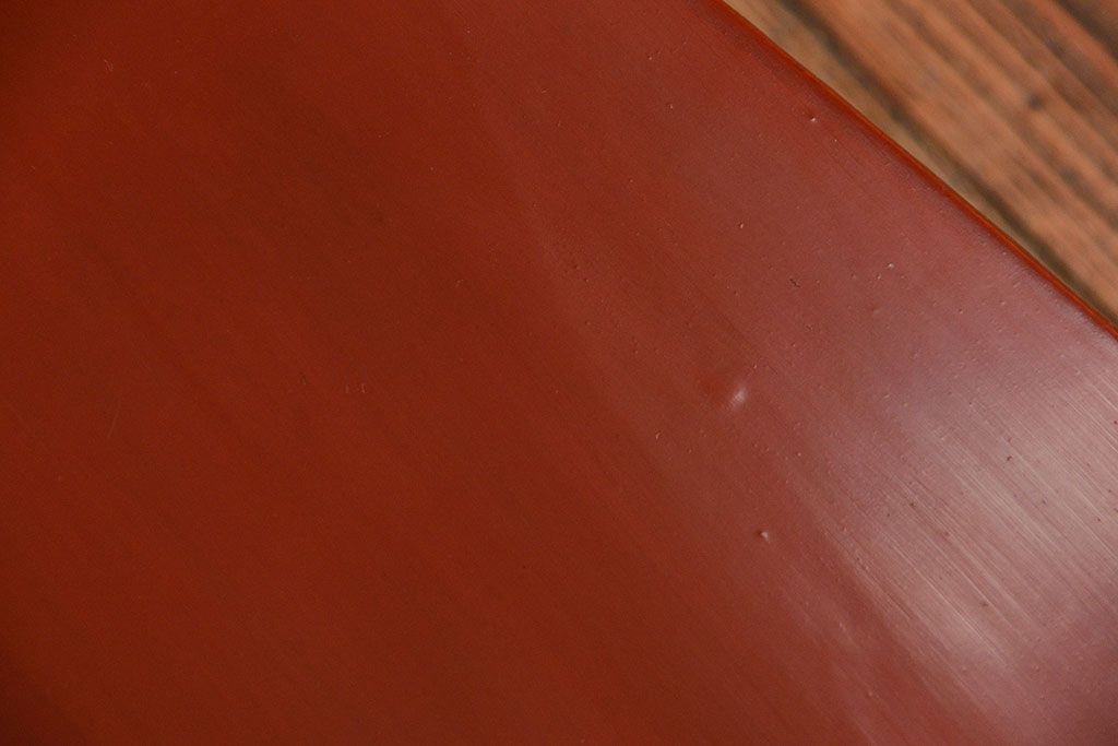 レトロ家具　古い木のレトロな朱塗り小さなちゃぶ台(テーブル、机)