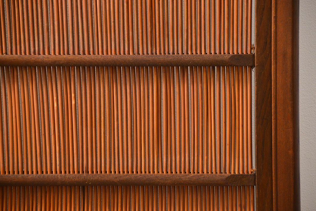 アンティーク 上品な桑材と葦(アシ)の衝立(パーテーション)　