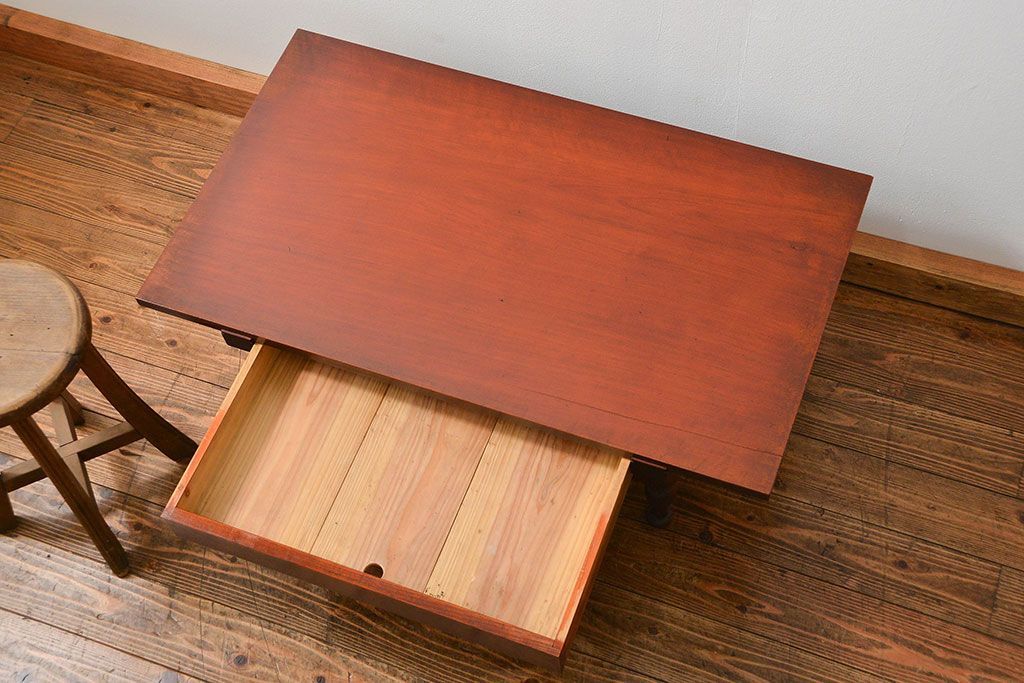 アンティーク家具　アンティーク シンプルな引き出し付き文机(テーブル、デスク、在宅ワーク、在宅用、作業台)