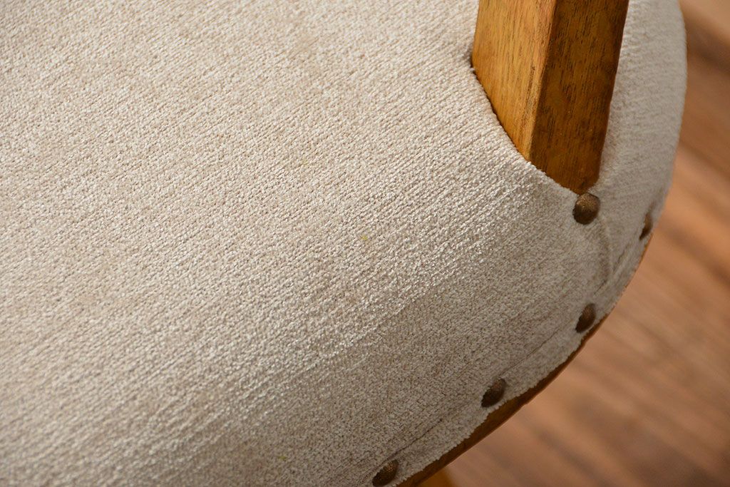 レトロ家具　昭和レトロ 古いナラ材のかわいい回転イス(椅子、イス)　