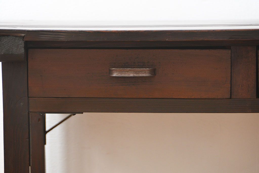 レトロ家具　昭和レトロ 味のある古い平机(テーブル、デスク、在宅ワーク、在宅用、作業台)　
