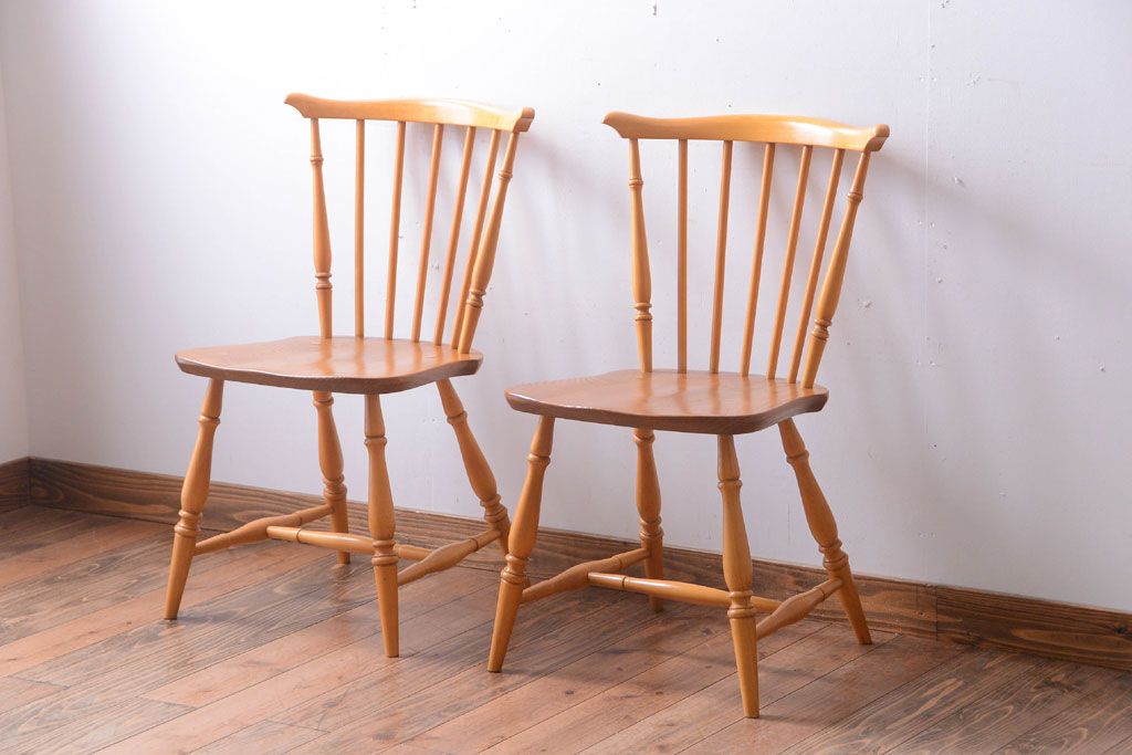 アンティーク家具　イギリスアーコール スティックバックチェア2脚セット