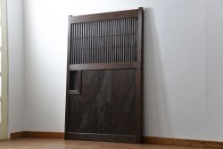 古民具・骨董 総欅材のシンプルな格子蔵戸(玄関戸)