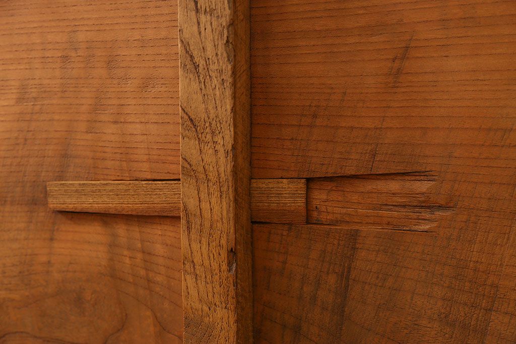 アンティーク家具　 古民具・骨董 天板欅材一枚板　組み立て式テーブル(裁ち板・座卓・作業台)