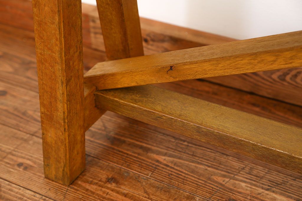 レトロ家具　昭和レトロ 古い木の長椅子(1)(ベンチ、長イス)
