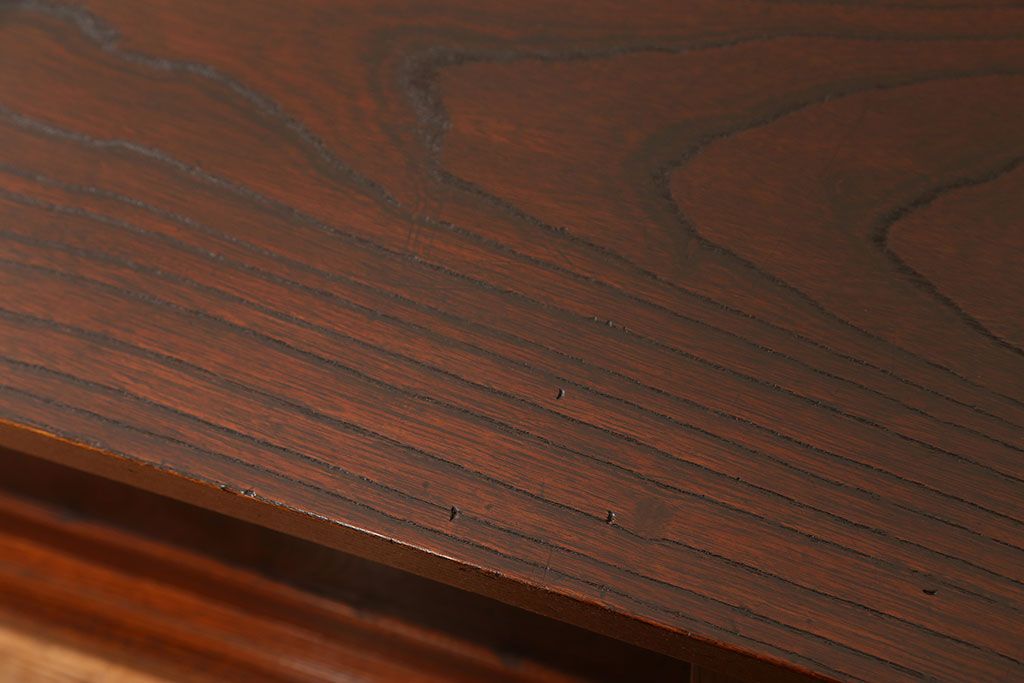 アンティーク家具　古民具・骨董 三方欅材の重厚な置き床(置床、ローボード、テレビボード)