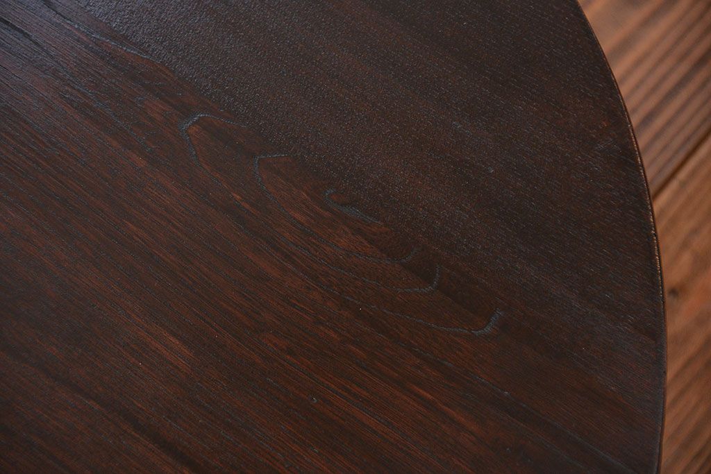 レトロ家具　昭和レトロ 古い木のシックで小振りな丸型ちゃぶ台(テーブル、机)