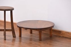レトロ家具　昭和レトロ 古い栓材の美しい丸型ちゃぶ台(テーブル、机)