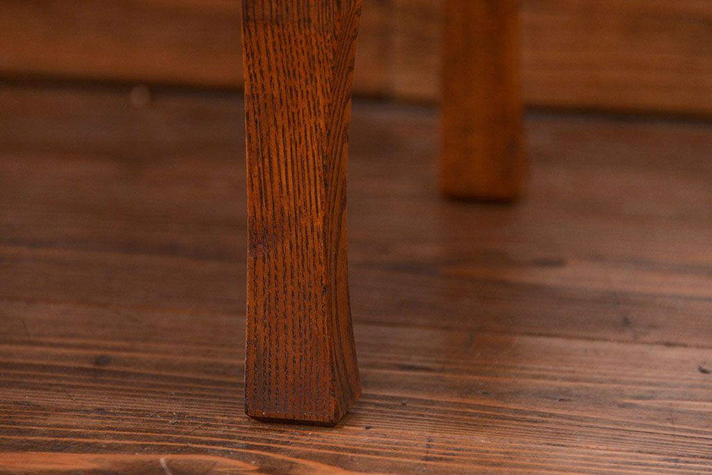 レトロ家具　昭和レトロ 古い栓材の美しい丸型ちゃぶ台(テーブル、机)