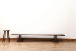 アンティーク家具　古民具・骨董 組み立て式 古い木の一枚板 裁ち板(作業台、ローテーブル)(2)