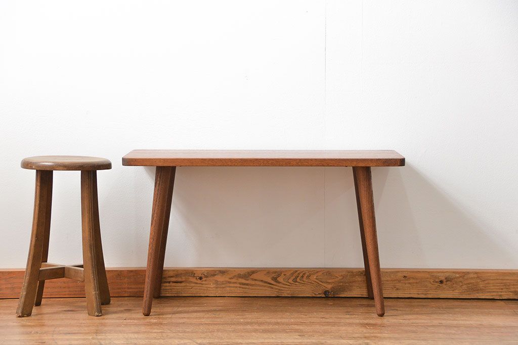 レトロ家具　ラフジュ工房オリジナル 天板一枚板!古材を使ったレトロなスクエア型センターテーブル(小)(2)