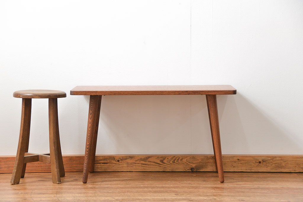 レトロ家具　ラフジュ工房オリジナル 天板一枚板!古材を使ったレトロなスクエア型センターテーブル(小)(4)
