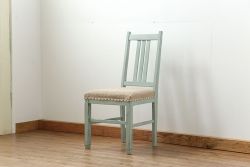 アンティーク家具　アンティークリネン座面のかわいいペイントチェア(イス、椅子)