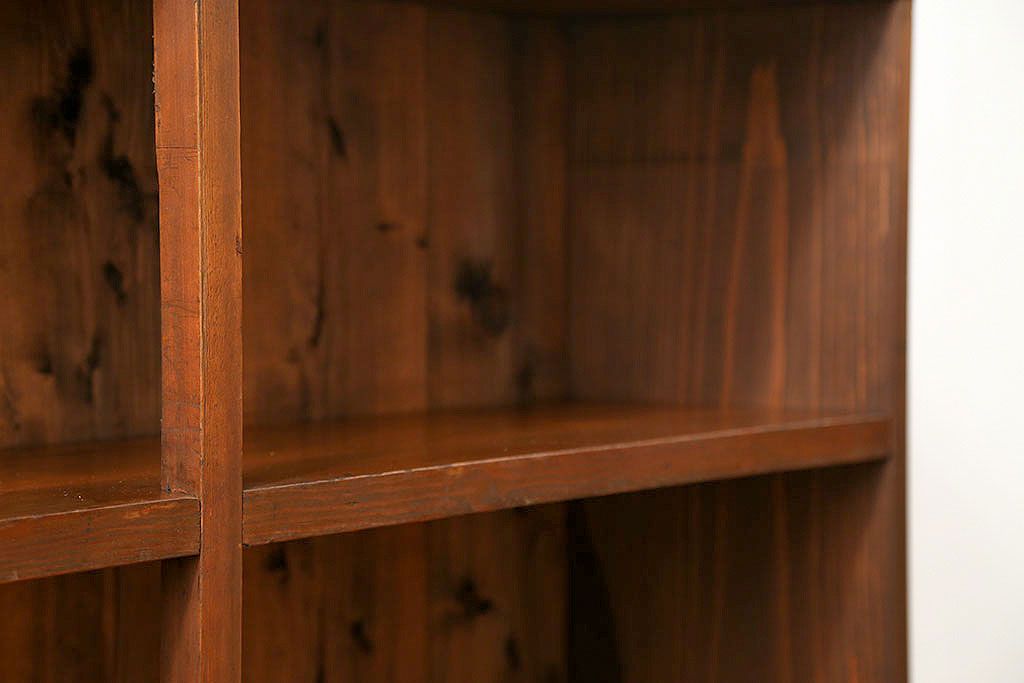 レトロ家具 昭和レトロ 古い木のシンプルな脚付き本棚(飾り棚、書棚、陳列棚) | ラフジュ工房