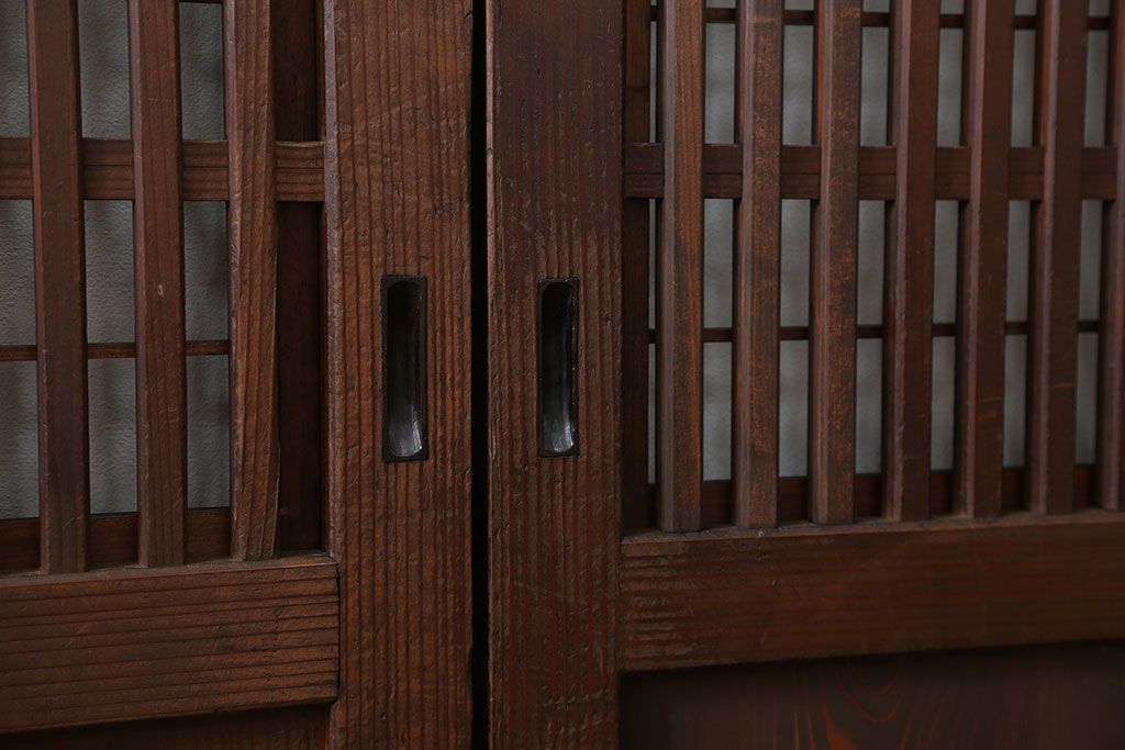 古民具・骨董 状態の良い裏障子付き格子帯戸4枚セット(建具、引き戸)