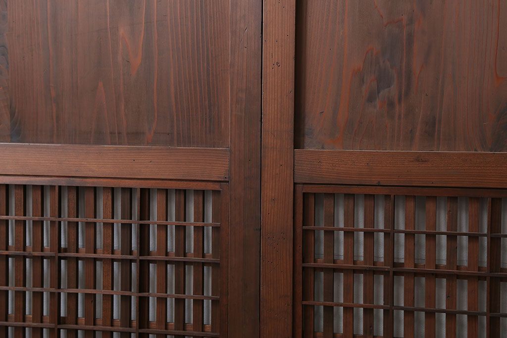 古民具・骨董 状態の良い裏障子付き格子帯戸4枚セット(建具、引き戸)