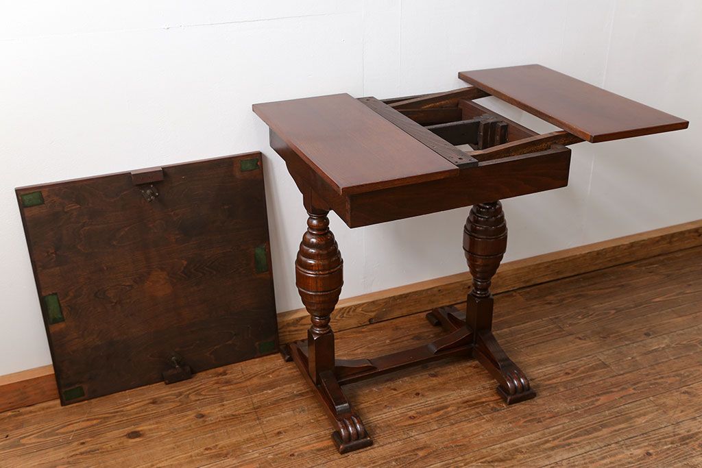 ヴィンテージ家具　イギリスビンテージ　小さなドローリーフテーブル(エクステンションテーブル)
