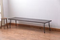 アンティーク家具　アンティーク 天板一枚板　使い込まれた古材天板の鉄脚センターテーブル(7)(ベンチ、長椅子、長イス)
