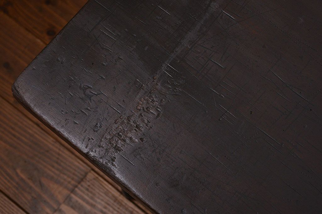 アンティーク家具　アンティーク 天板一枚板　使い込まれた古材天板の鉄脚センターテーブル(7)(ベンチ、長椅子、長イス)
