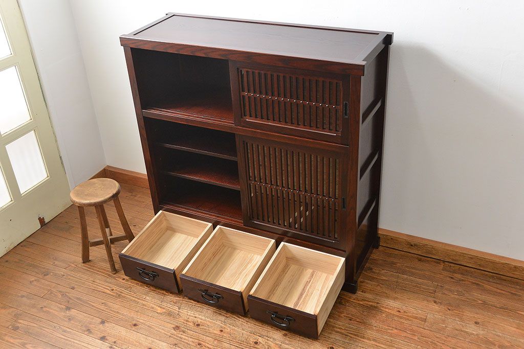 中古　三越で購入　上質な高級水屋箪笥　定価約35万円(茶箪笥、食器棚、収納棚)